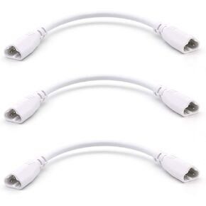 T5 T8 LED Tube Connector Cable Wire 8 inch Double Male to Male End Extension Cord for Integrated LED Fluorescent Tube Light Bulb Lamp Holder Socket(3-Pack 3Pin Male)