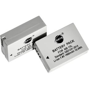 DSTE® 2X NB-10L Replacement Li-ion Battery for Canon PowerShot G1 X G3 X G15 G16 SX40 SX50 SX60 HS Digital Camera as NB10L