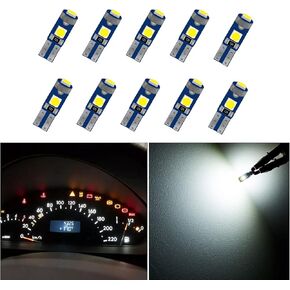 10pcs T5 LED BULBS Dashboard dash lights, Super Bright 17 37 70 74 T5 Socket LED Bulbs for Car Interior Dashboard Instrument Panel Gauge Cluster Indicators Lights in Kuwait