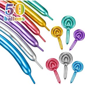 50 Pieces 260 Long Twisting Balloons Animal DIY Latex Balloons Modelling Balloons for Christmas Birthday Wedding Party Garland Decorations(Black)