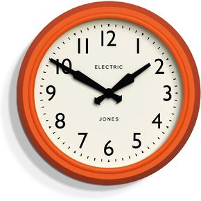 JONES CLOCKS® Telecom Round Wall Clock - Retro Clock - Designer Clock - Kitchen Clock - Living Room Clock - Office Clock - Easy to Read Dial - Contemporary Design (Clear Blue)