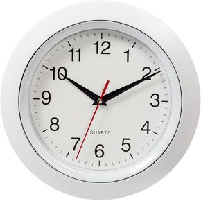 Kiera Grace Wall Clock, 10 Inch, Reno White Modern Classic Wall Clocks Battery Operated, Silent Non Ticking Home Decor for Living Room, Kitchen, Bathroom