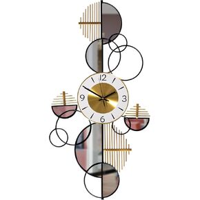 Big Half-Moon Wall Clock, Decorative Unique Metal 32.75 in Oversize Timepiece Mounted Vertical or Horizontal for Traditional, Minimalist, and Modern Use Hanging Supplies Included