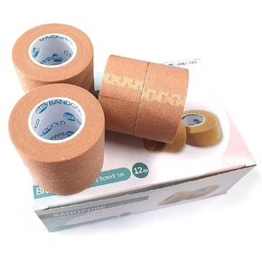 BANDPORE Micropore Tan Color Paper Tape Roll - 1 Inches X 10yds (12 Rolls per Box)