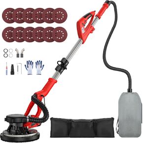 950W 8-Amp Drywall Sander with Vacuum Attachment, Lijadora para Drywall, 7 Variable Speed with Vacuum Dust Collector, Lightweight Dustless with 360° Light for Ceilng Floor Plastered Popcorn