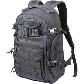 35L Capacity Military Tactical Backpack Large Army 3 Day Assault Pack Molle Bag Backpacks Laptop Backpack for Men (Black)