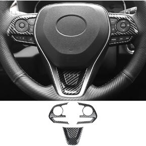 Steering Wheel Buttons Cover Trim for 2019-2024 Toyota RAV4 Accessories 2019-2023 Corolla ABS Material Carbon Fiber Texture Interior Steering Wheel Decoration