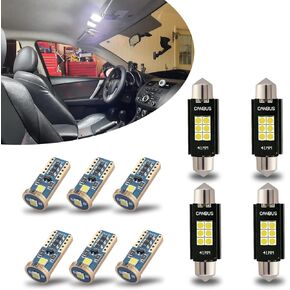iBrightstar 41mm 211-2 212-2 578 194 168 T15 LED Bulbs 3030 Chipset Error Free for Car Truck Interiors Dome Map Door Courtesy License Plate Lights pack of 10, Xenon White