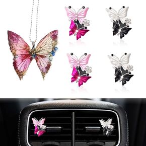 1 Set Butterfly Car Interior Air Freshener Vent Clips, Cute Car Mirror Hanging Accessories with Air Vent Clips,Pink car Accessories for Mirror and Car Vent (Pink)