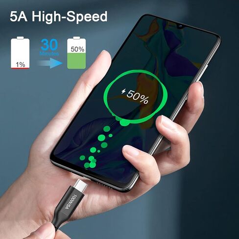كابل USB C بطول 15 قدم إلى USB C 100 واط، سلك شحن سريع USB-C، كابل شحن Wosixima USB من النوع C متوافق مع iPhone 15، وMacBook Pro، وiPad Air 4، وiMac، وSamsung Galaxy S24/S23/S22، وGoogle Pixel 6، وPS5 ،أسود in Kuwait