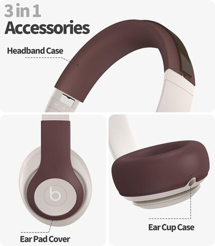 [3in1] WADVCU Accessories Silicone Case Cover for Beats Studio Pro, Anti-Scratch Outer Earphone Panel Cover/Ear Cups Cover/Headband Cover ONLY for Beats Studio Pro, Beats Headset Soft Skin-Apricot in Saudi Arabia