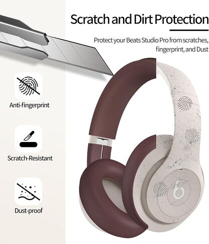 [3in1] WADVCU Accessories Silicone Case Cover for Beats Studio Pro, Anti-Scratch Outer Earphone Panel Cover/Ear Cups Cover/Headband Cover ONLY for Beats Studio Pro, Beats Headset Soft Skin-Apricot in Saudi Arabia