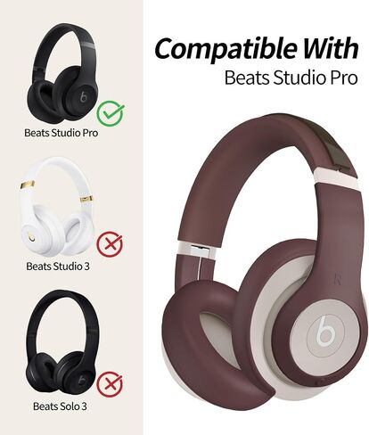 [3in1] WADVCU Accessories Silicone Case Cover for Beats Studio Pro, Anti-Scratch Outer Earphone Panel Cover/Ear Cups Cover/Headband Cover ONLY for Beats Studio Pro, Beats Headset Soft Skin-Apricot in Saudi Arabia