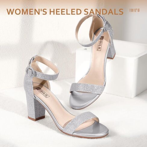 صنادل IDIFU النسائية IN3 Amy ذات الكعب العالي المفتوحة عند أصابع القدم لحفلات الزفاف وحفلات العودة للوطن للنساء ووصيفات العروس مع إبزيم مستدير in Kuwait