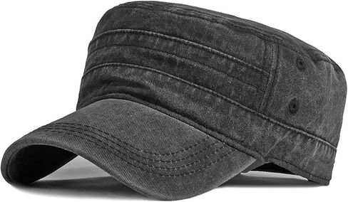 XYIYI Retro Washed Military Caps Cotton Cadet Army Caps Vintage Flat Top Cap in Saudi Arabia