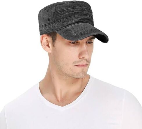 XYIYI Retro Washed Military Caps Cotton Cadet Army Caps Vintage Flat Top Cap in Saudi Arabia