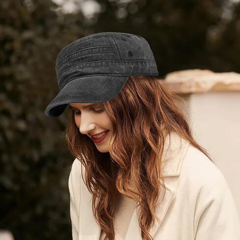 XYIYI Retro Washed Military Caps Cotton Cadet Army Caps Vintage Flat Top Cap in Saudi Arabia