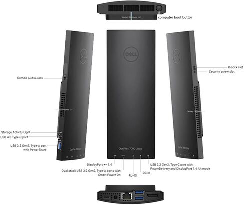 حزمة كمبيوتر مكتبي Dell OptiPlex 7090 Ultra Mini مع شاشة FHD مقاس 24 بوصة، وIntel Core i7-1185G7 4.4 جيجا هرتز، وذاكرة وصول عشوائي 16 جيجا بايت وذاكرة وصول عشوائي سعتها 256 جيجا بايت SSD، ولوحة مفاتيح وماوس، ونظام التشغيل Windows 11 Pro (متجدد) in Kuwait