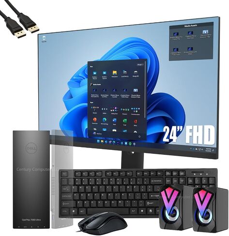 حزمة كمبيوتر مكتبي Dell OptiPlex 7090 Ultra Mini مع شاشة FHD مقاس 24 بوصة، وIntel Core i7-1185G7 4.4 جيجا هرتز، وذاكرة وصول عشوائي 16 جيجا بايت وذاكرة وصول عشوائي سعتها 256 جيجا بايت SSD، ولوحة مفاتيح وماوس، ونظام التشغيل Windows 11 Pro (متجدد) in Kuwait