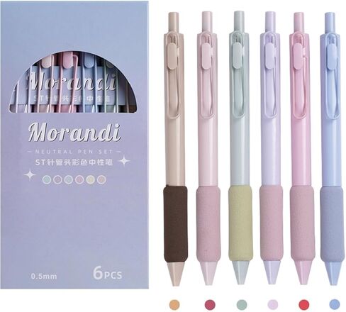 6 Pcs Colored Gel Pens Retractable Pens Cute Morandi Pens 0.5mm Gel Ink Pens Office School Pens Women Girls Boy Pens (6Pcs Morandi) in Saudi Arabia