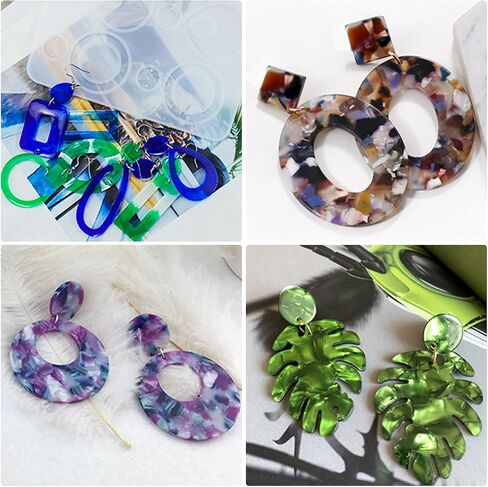 Woohome 54 Pack Earring Resin Moulds DIY Hair Pin Casting Mould Set Kit Include 5PCS Hair Clip Mould Strip, 3PCS Earring Silicone Jewelry Moulds and Making Tools for Hair Pin Earring Resin Crafts DIY in Saudi Arabia