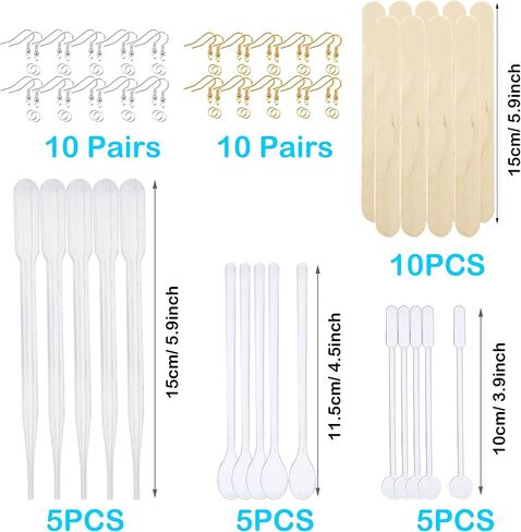 Woohome 54 Pack Earring Resin Moulds DIY Hair Pin Casting Mould Set Kit Include 5PCS Hair Clip Mould Strip, 3PCS Earring Silicone Jewelry Moulds and Making Tools for Hair Pin Earring Resin Crafts DIY in Saudi Arabia