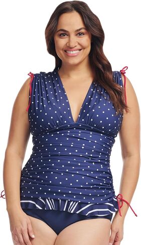 Mazu Women's Plus Size Tankini Tops Tummy Control Swimsuits Adjustable Length Swimwear Top Only in Saudi Arabia