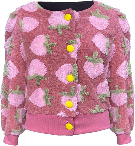 HOULENGS Women's Cropped Floral Print Bomber Jacket Long Sleeve Button Down Coat Outerwear in Kuwait