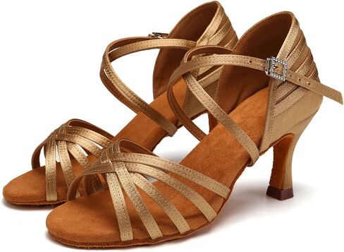 أحذية الرقص اللاتيني الاحترافية للسيدات من AOQUNFS، أحذية الرقص اللاتينية السالسا من الساتان، WZSP2324 in Kuwait