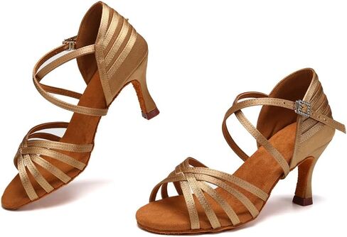 أحذية الرقص اللاتيني الاحترافية للسيدات من AOQUNFS، أحذية الرقص اللاتينية السالسا من الساتان، WZSP2324 in Kuwait
