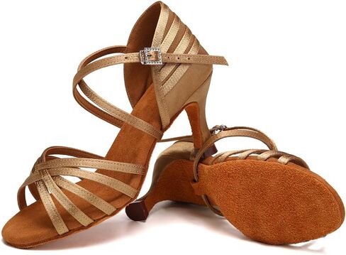 أحذية الرقص اللاتيني الاحترافية للسيدات من AOQUNFS، أحذية الرقص اللاتينية السالسا من الساتان، WZSP2324 in Kuwait