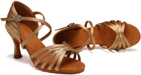 أحذية الرقص اللاتيني الاحترافية للسيدات من AOQUNFS، أحذية الرقص اللاتينية السالسا من الساتان، WZSP2324 in Kuwait