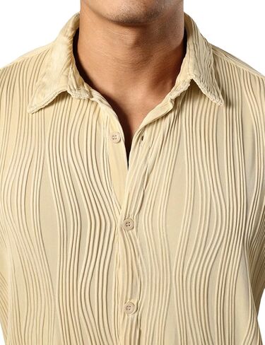 طقم JOGAL رجالي مكون من قطعتين قصير الأكمام كاجوال بأزرار سفلية ملابس صيفية للشاطئ in Kuwait