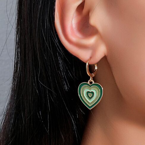 4/5/6 Pairs Cute Small Hoop Earrings Set Colorful Y2k Enamel Earring Yin Yang Heart Flowers Charm Weird Dangle Hoops Trendy Gold Hypoallergenic Aesthetic Earrings Pack for Women Girls in Saudi Arabia