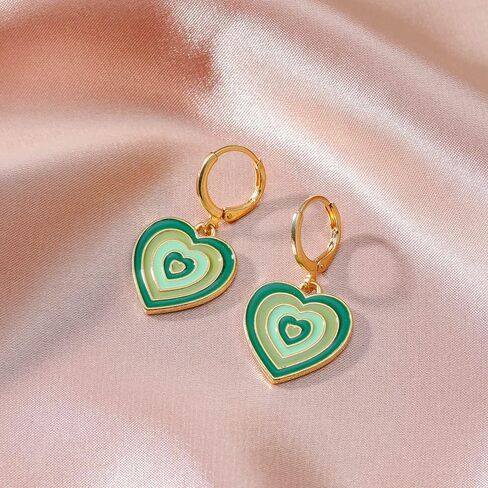 4/5/6 Pairs Cute Small Hoop Earrings Set Colorful Y2k Enamel Earring Yin Yang Heart Flowers Charm Weird Dangle Hoops Trendy Gold Hypoallergenic Aesthetic Earrings Pack for Women Girls in Saudi Arabia
