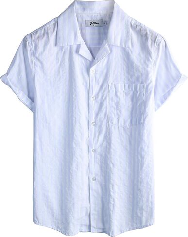 VATPAVE Mens Summer Cuban Collar Shirts Short Sleeve Button Down Beach Shirts Regular Fit Hawaiian Shirts with Pocket in Saudi Arabia