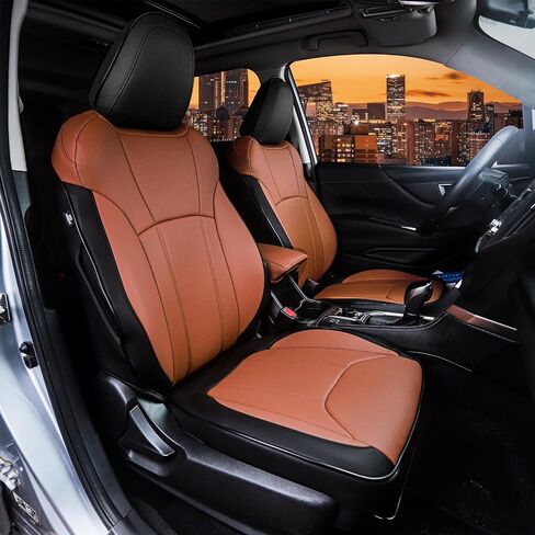 Full Coverage Leather Car Seat Covers for Subaru Forester 2014 2015 2016 2017 2018 - Custom Fit, 360° Protection,Tailored Design - Black in Saudi Arabia