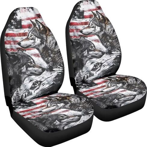 American Flag Deer Car Seat Cover Hunting Style Front Seat Covers 2 pc, Women Men Vehicle Seat Protector Car Mat Covers, Universal Fit Most Vehicle, Cars, Sedan, Truck, SUV, Van in Saudi Arabia