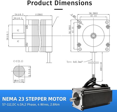 Nema 23 محرك متدرج 57-112 مللي متر ثنائي القطب 4.0A 2.8N.m عقد عزم الدوران 2-Phase 4-Wire 1.8 درجة 112 مللي متر الجسم للطابعة ثلاثية الأبعاد أو ماكينة بتحكم رقمي بالكمبيوتر in Kuwait