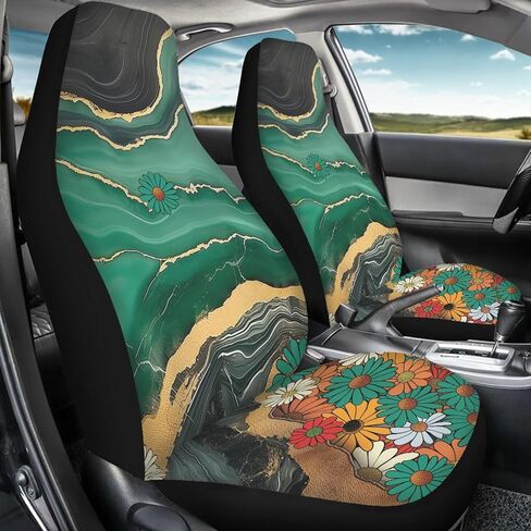 غطاء مقعد سيارة مطبوع عليه سلحفاة بحرية عتيقة للجبهة، إكسسوارات ديكور داخلية للسيارات على الموضة العالمية تحت الماء، سهلة التنظيف والغسل in Kuwait