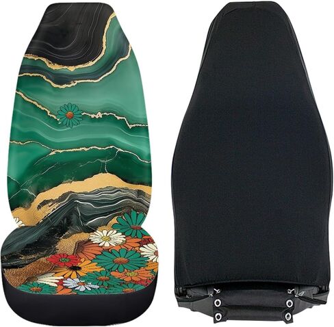 غطاء مقعد سيارة مطبوع عليه سلحفاة بحرية عتيقة للجبهة، إكسسوارات ديكور داخلية للسيارات على الموضة العالمية تحت الماء، سهلة التنظيف والغسل in Kuwait