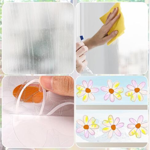 Daisy Window Suncatcher Stickers, 6PCS Non-Adhesive Flower Suncatchers Rainbow Stickers Prism Vinyl Decals Anti Collision Window Clings for Birds for Home Window Film Glass Decor in Saudi Arabia