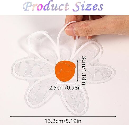 Daisy Window Suncatcher Stickers, 6PCS Non-Adhesive Flower Suncatchers Rainbow Stickers Prism Vinyl Decals Anti Collision Window Clings for Birds for Home Window Film Glass Decor in Saudi Arabia