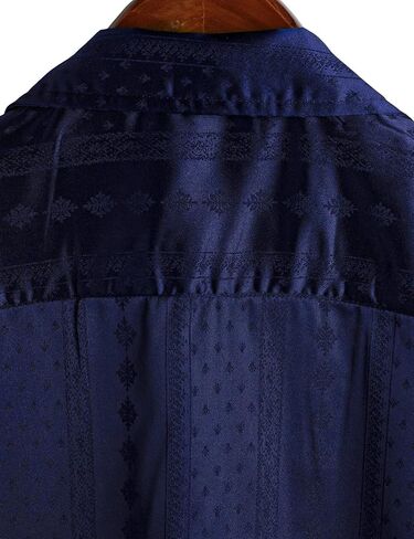 VATPAVE Mens Summer Jacquard Silk Shirts Casual Button Down Short Sleeve Hawaiian Shirt with Pocket in Saudi Arabia