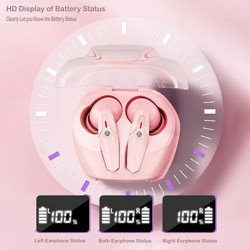 Wireless Bluetooth Earbuds,TWS Bluetooth 5.1 Earphones with Microphone,Long Battery Life Wireless Ear buds, in-Ear Headsets HiFi Stereo Headphones for Sports, Home,Office, Fit for Women Girl Pink in Saudi Arabia