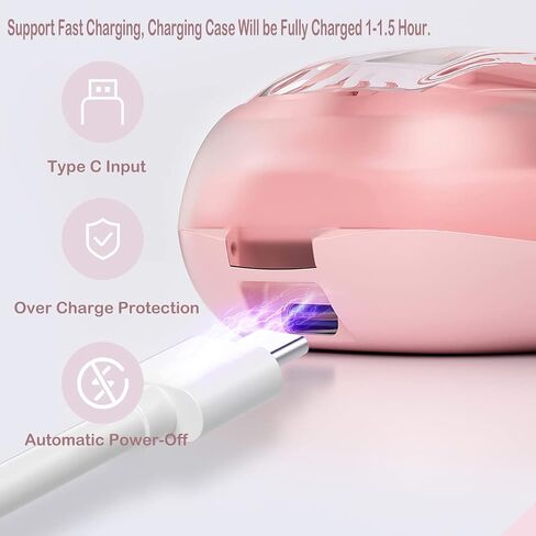 Wireless Bluetooth Earbuds,TWS Bluetooth 5.1 Earphones with Microphone,Long Battery Life Wireless Ear buds, in-Ear Headsets HiFi Stereo Headphones for Sports, Home,Office, Fit for Women Girl Pink in Saudi Arabia
