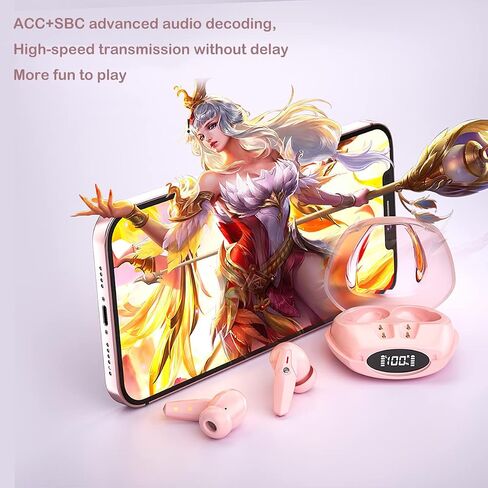 Wireless Bluetooth Earbuds,TWS Bluetooth 5.1 Earphones with Microphone,Long Battery Life Wireless Ear buds, in-Ear Headsets HiFi Stereo Headphones for Sports, Home,Office, Fit for Women Girl Pink in Saudi Arabia