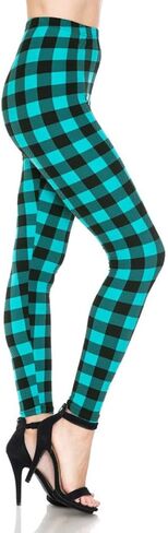 NioBe Clothing Women’s High Waisted Plaid Leggings – Soft Solid Printed Checkered Pants in Kuwait