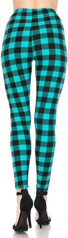 NioBe Clothing Women’s High Waisted Plaid Leggings – Soft Solid Printed Checkered Pants in Kuwait
