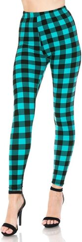 NioBe Clothing Women’s High Waisted Plaid Leggings – Soft Solid Printed Checkered Pants in Kuwait